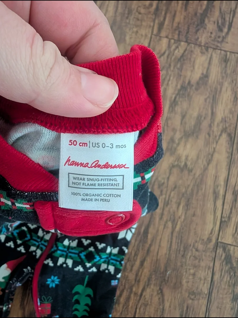 Hanna Andersson Christmas Gnome Print One-Piece Footie with Red Trim